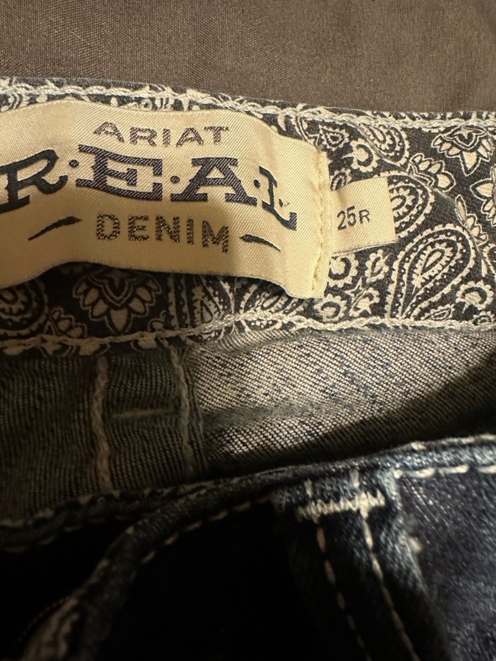Ariat Dark Blue Boot Cut Jeans with Paisley Waistband